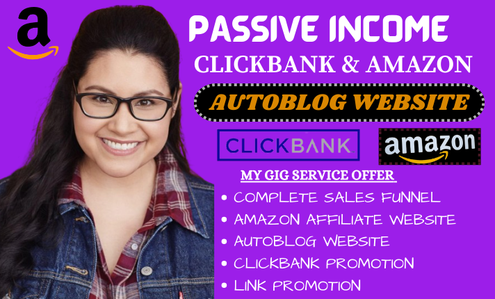 I will do autoblog clickbank and amazon affiliate website, link promotion