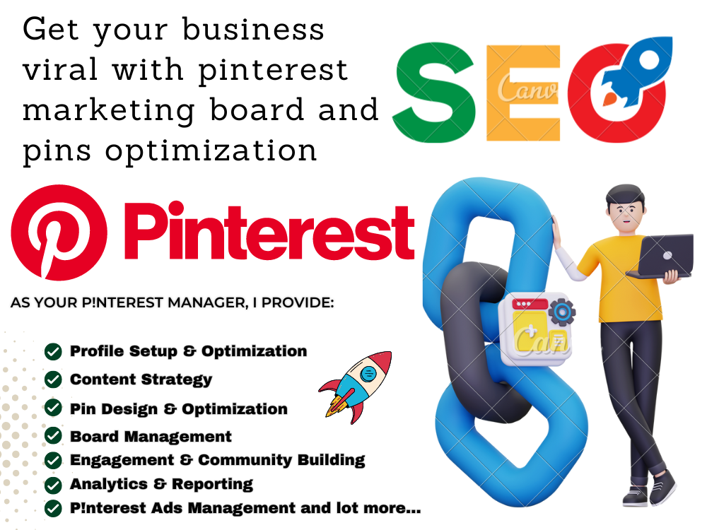 I will get your business viral with pinterest marketing board and pins optimization