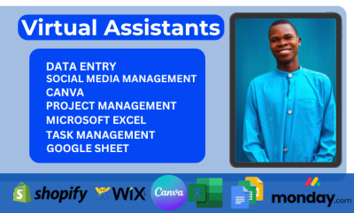 I will professional virtual assistant, project manager, canva design, monday crm