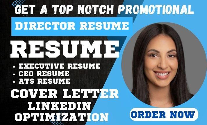 I will craft executive resume professional resume cover letter, director resume, resume