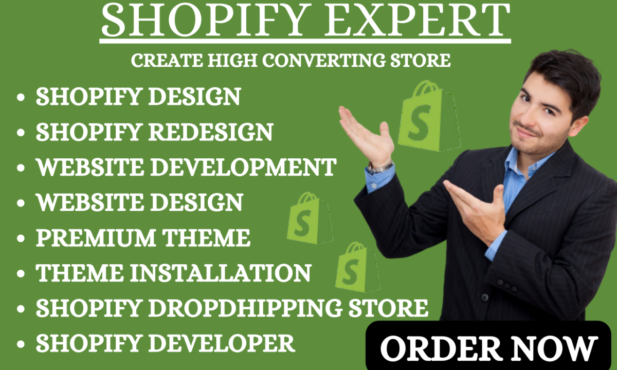 I will create shopify dropshipping store shopify design shopify redesign website design