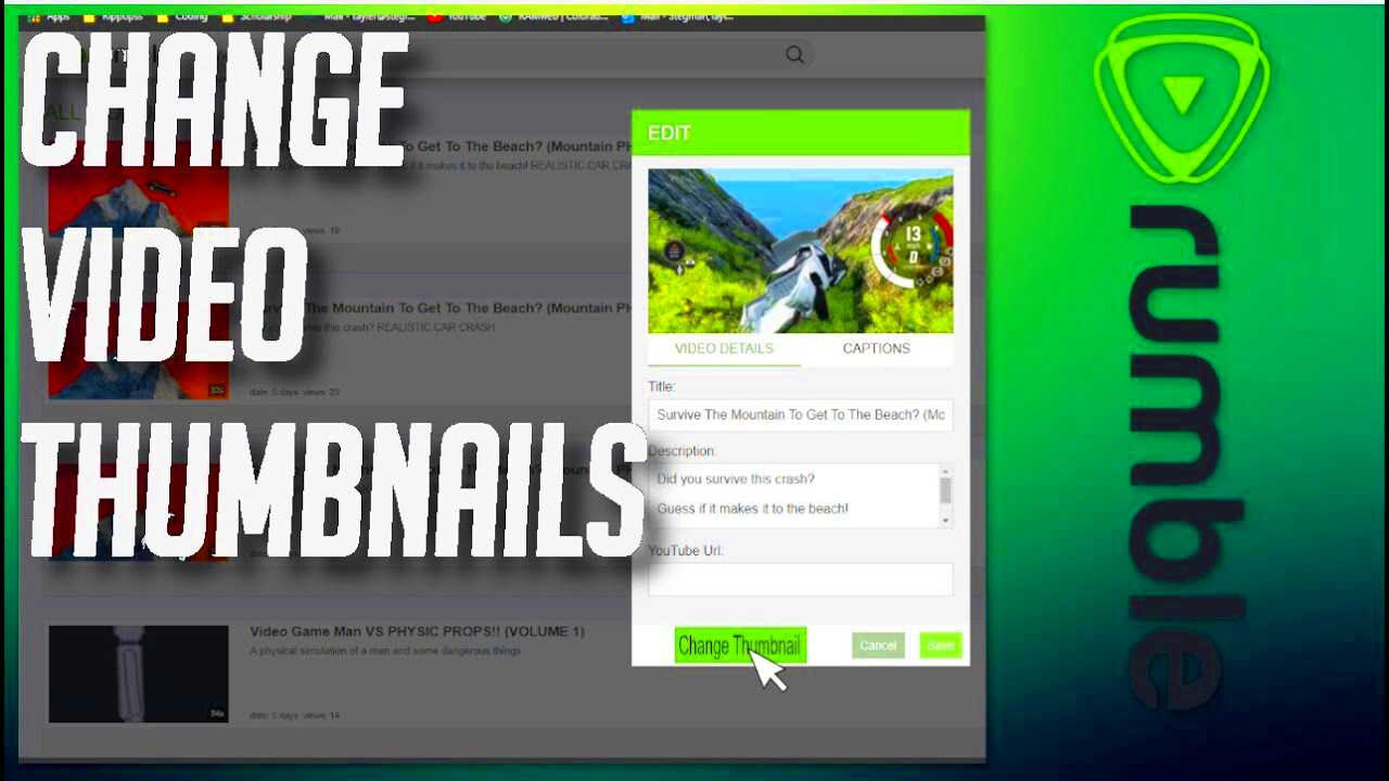 How to change EXISTING VIDEOS THUMBNAIL on Rumble Rumble Basic 