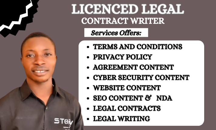 I will write legal contracts, privacy policy, agreements, terms and conditions