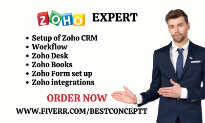 Set up Zoho CRM, Zoho Forms, Zoho Site, Integration, Zoho Campaign, Zoho Books