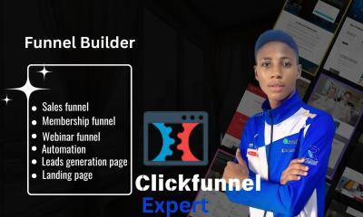 I will build salesfunnels in clickfunnels, funnels, landing page in clickfunnels