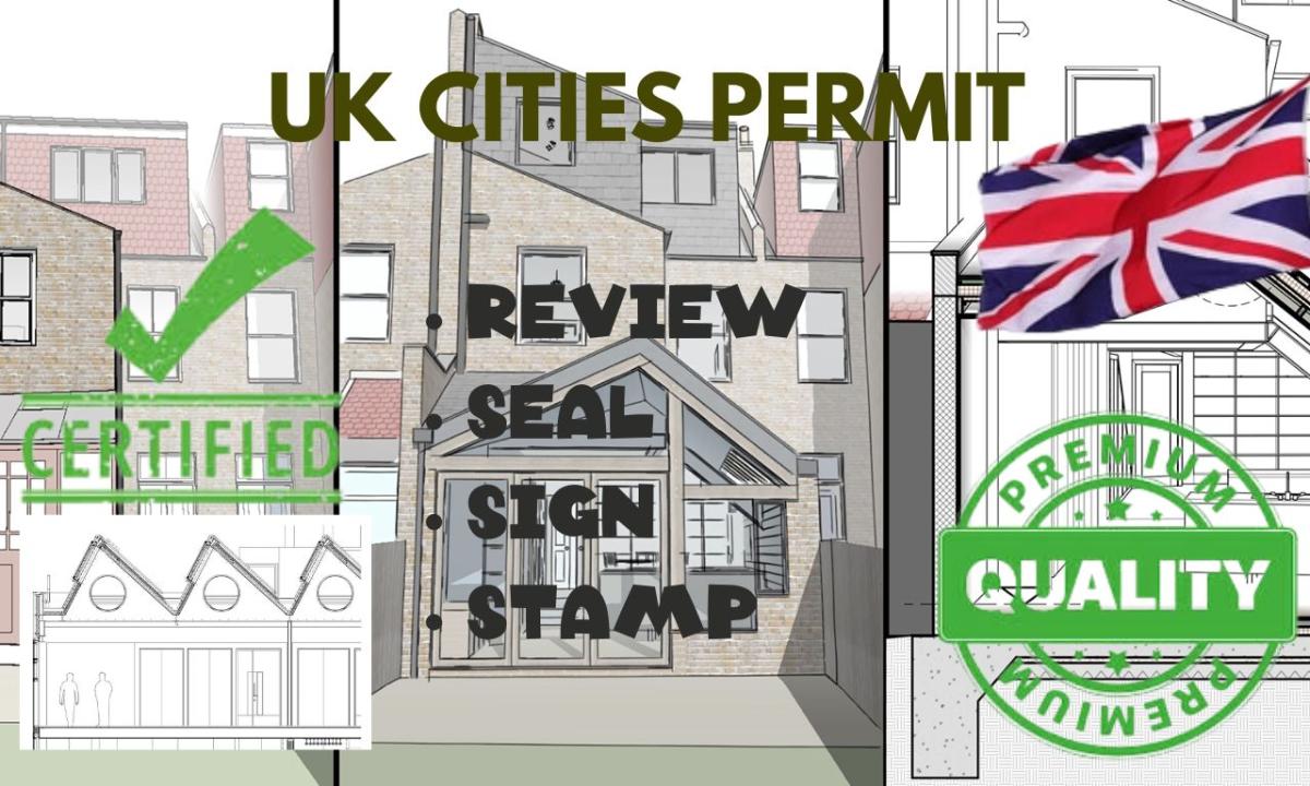 I will review, sign, stamp for UK cities permit architectural drawings, mep, designs