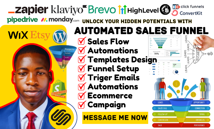 I will setup brevo, klaviyo, gohighlevel, mailchimp, sales funnel for your website