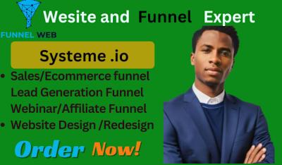 I will build systeme io, landing pages, sales funnel, website, blog