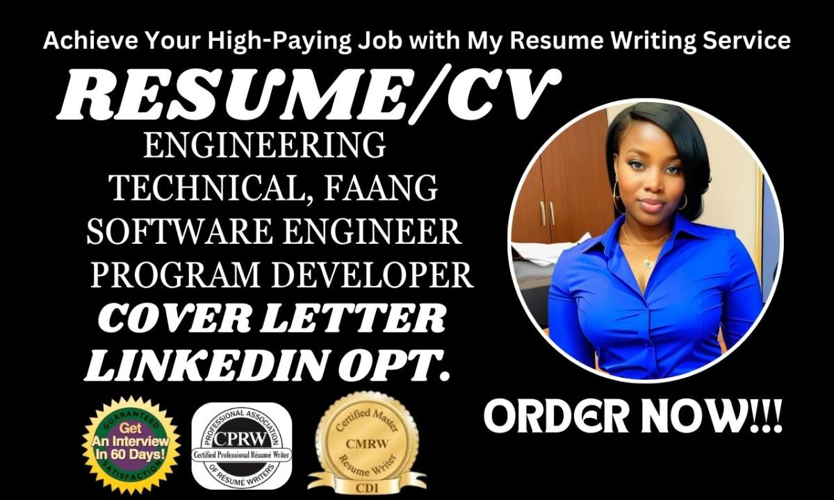 I will write engineering resume tech resume technical resume software engineer IT