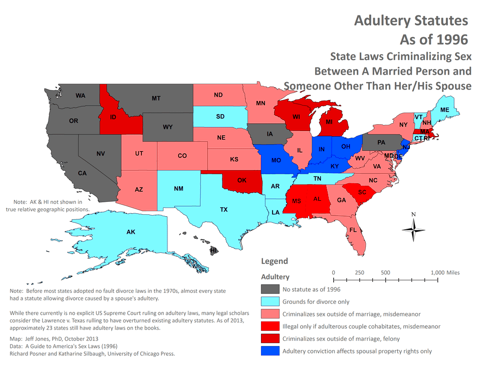 Adultery laws in the US as of 1996 5500x4250 MapPorn