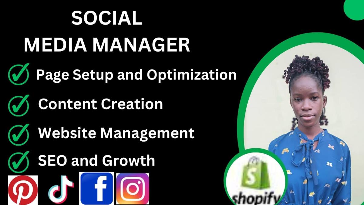 I will be your social media manager and your content creator