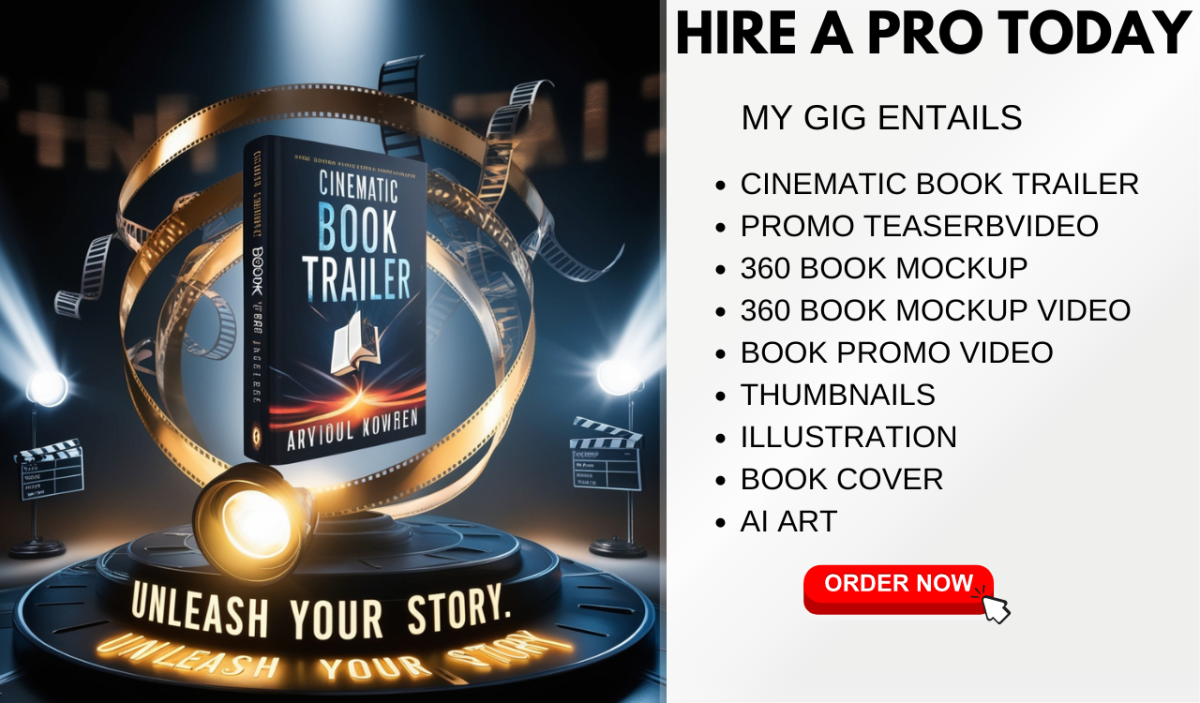 I will create cinematic book trailer,promo teaser video,360 book mockup video,book ad