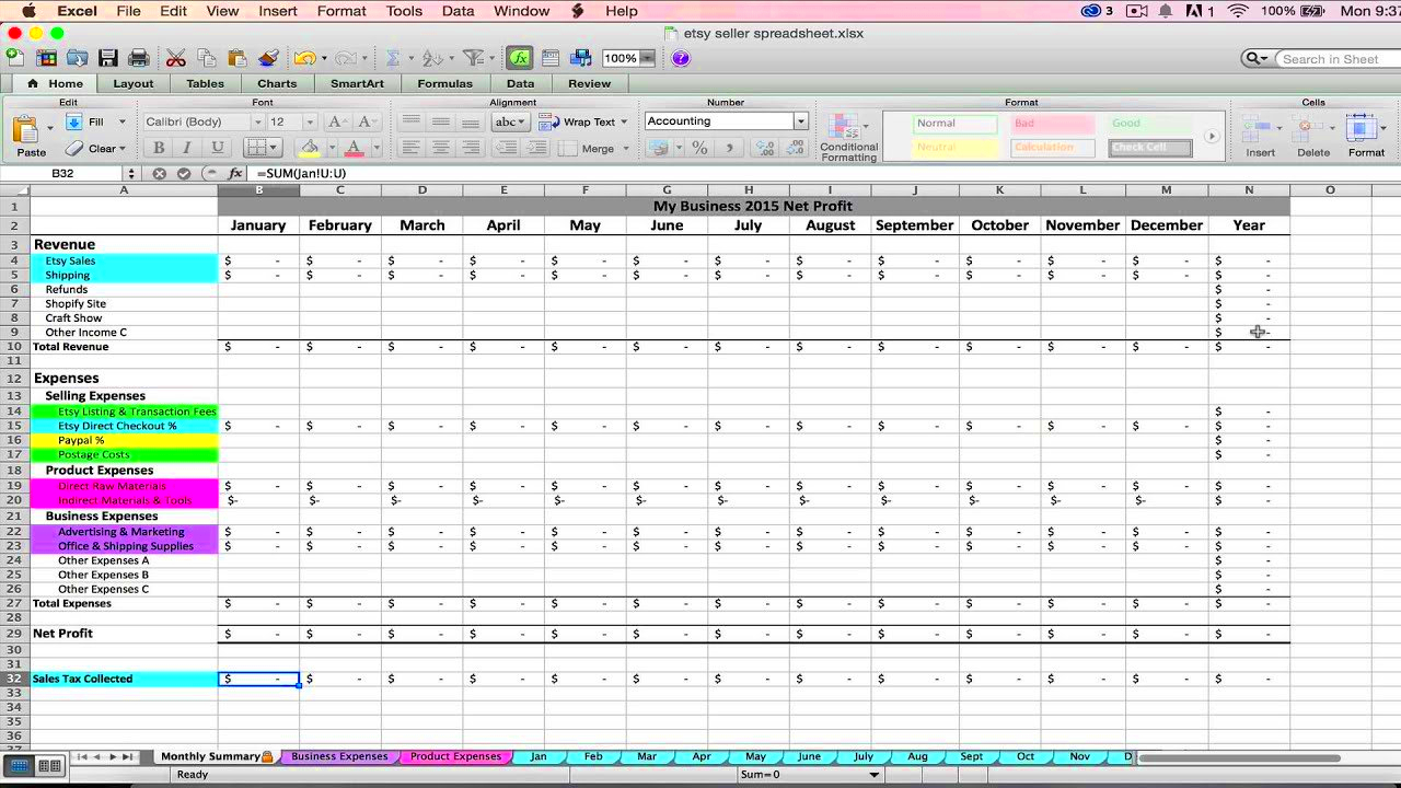 Etsy Spreadsheet excelguidercom