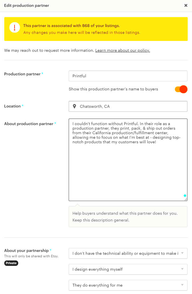 Adding your POD as a Production Partner on Etsy Customily