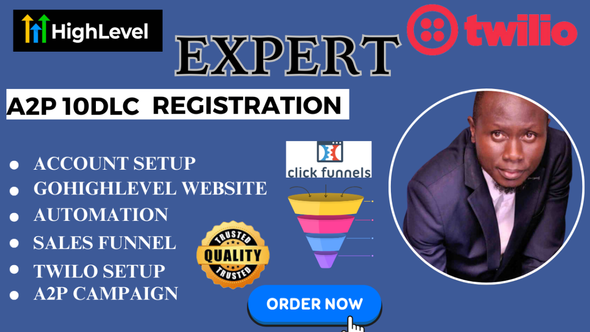 I will gohighlevel website a2p 10dlc twilio registration sales funnel ghl landing page