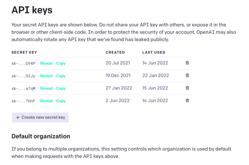 How to create OpenAI API keys Elephas