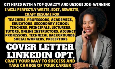 I will write teacher resume, adjunct instructor, lecturer CV, professor, social worker