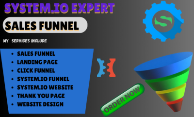 I will design a sales funnel systeme io funnel and landing page