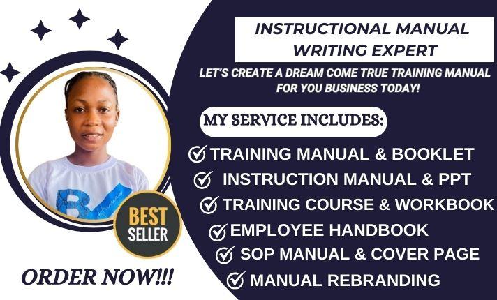 I will create training manual, instruction manual, sop manual, employee handbook, ppt