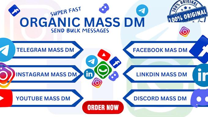 I will do Instagram Mass DM, Discord Mass DM, Twitter Facebook DMS Bulk Direct Message