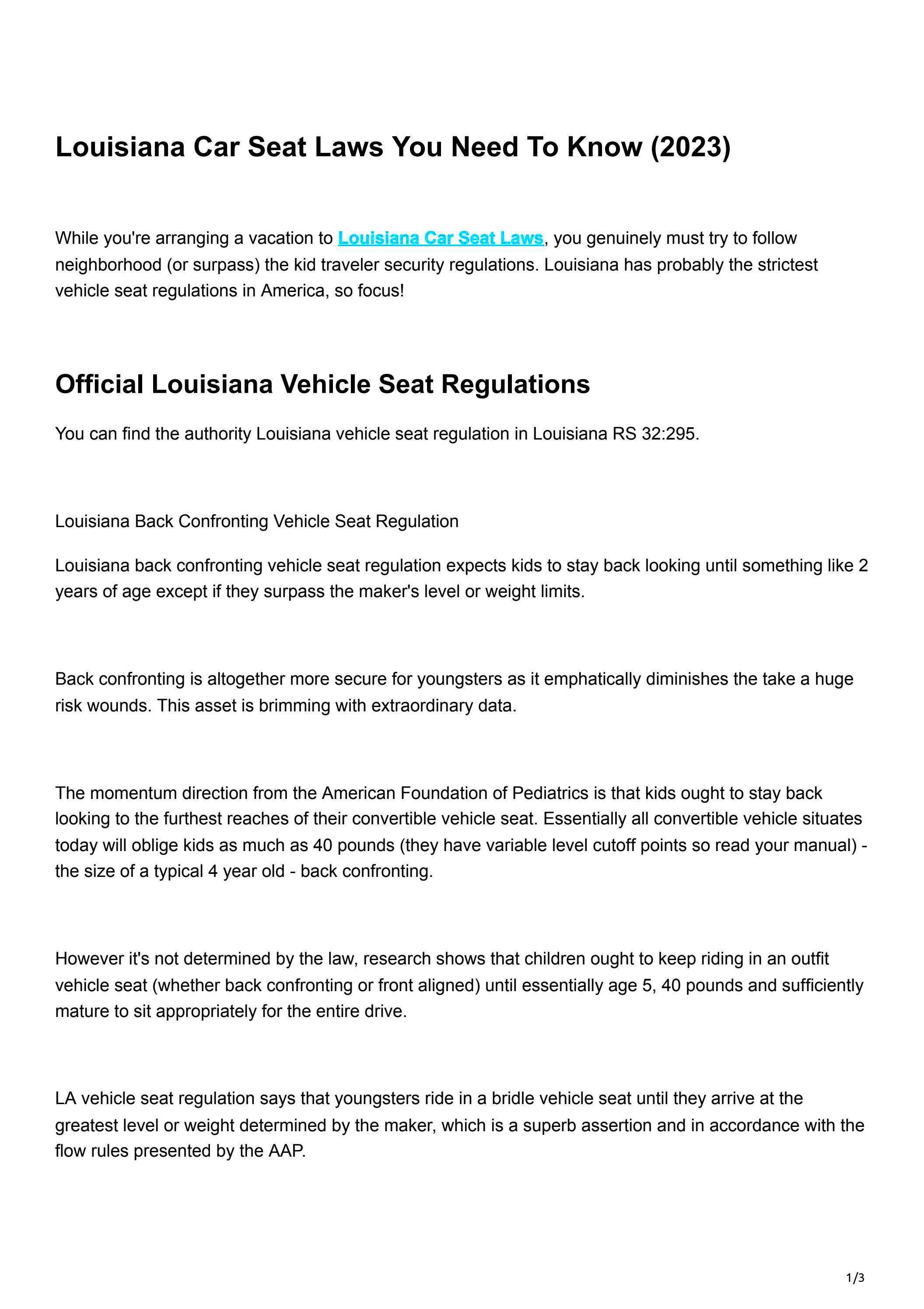 Louisiana Car Seat Laws 2023 Booster Forward Updated by aiza 