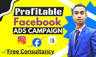 I will run shopify Facebook ads campaign, run shopify fb ads, meta ads, marketing