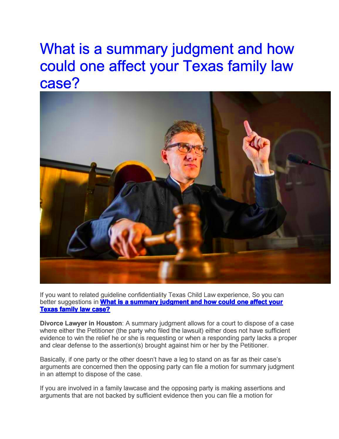 What is a summary judgment and how could one affect your Texas family 