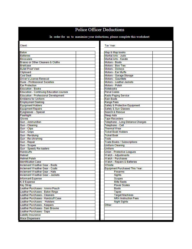 Tax deductions for federal law enforcement officers