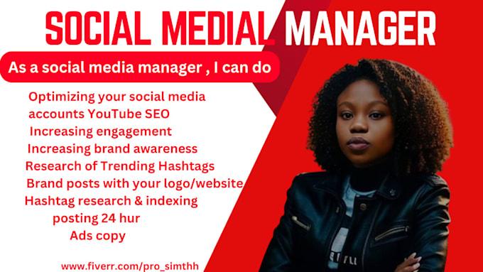 I will be your social media manager, instagram strategies and personal assistant