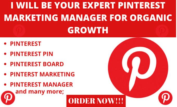 I will create 1000 pins and 1000 boards as your Pinterest marketing manager for 30 days