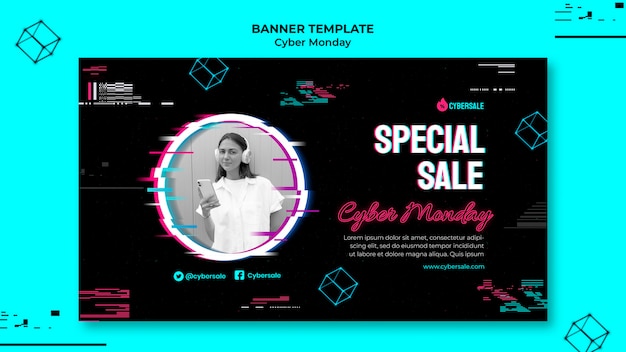 Futuristic Cyber Monday Banner Template for Free Download