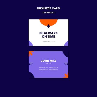 Flat design transport service business card