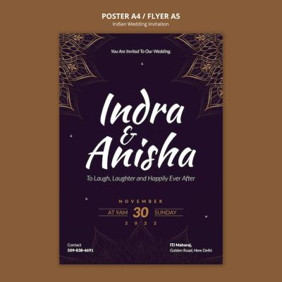 USAn Wedding Invitation Poster Template for Free Download