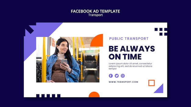 Flat Design Transport Service Facebook Template