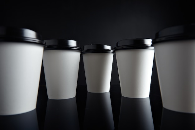 White take away paper cups for hot beverages