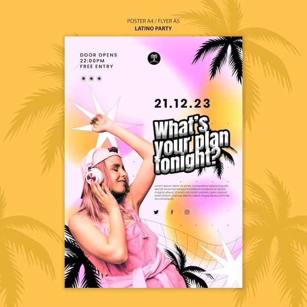 Vertical Poster Template for Tropical Latino Themed Party