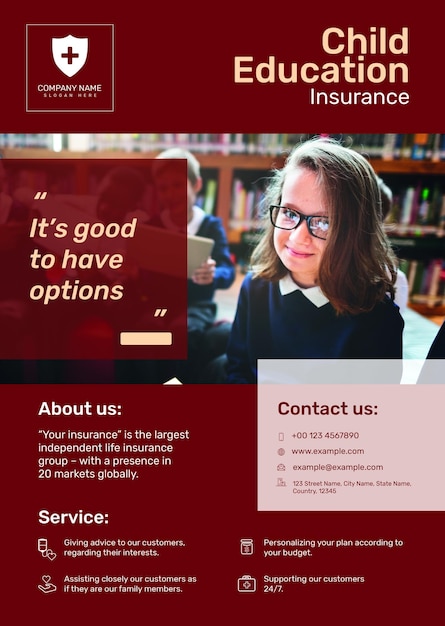 Education Insurance Poster Template PSD with Editable Text