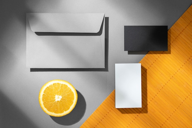 Arrangement of Stationery Elements and Orange