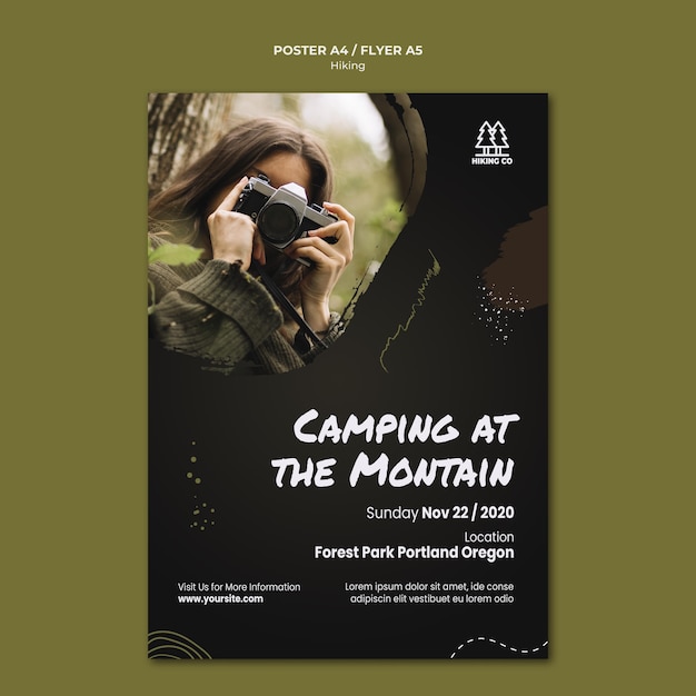 Hiking ad flyer template