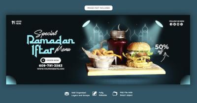 Special Ramadan Kareem Food and Iftar Menu Facebook Cover Banner Template