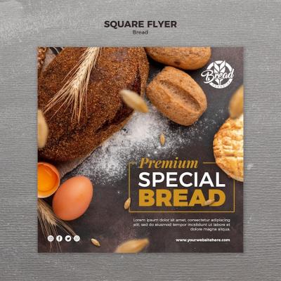 Bread square flyer template for free download