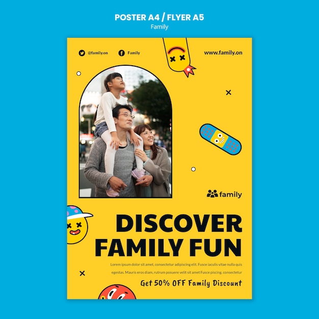 Flat Design Family Poster or Flyer Template