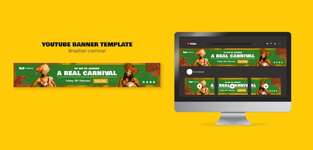 Brazilian Carnival YouTube Banner Template – Free Download