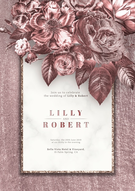 Pink Roses Wedding Invitation