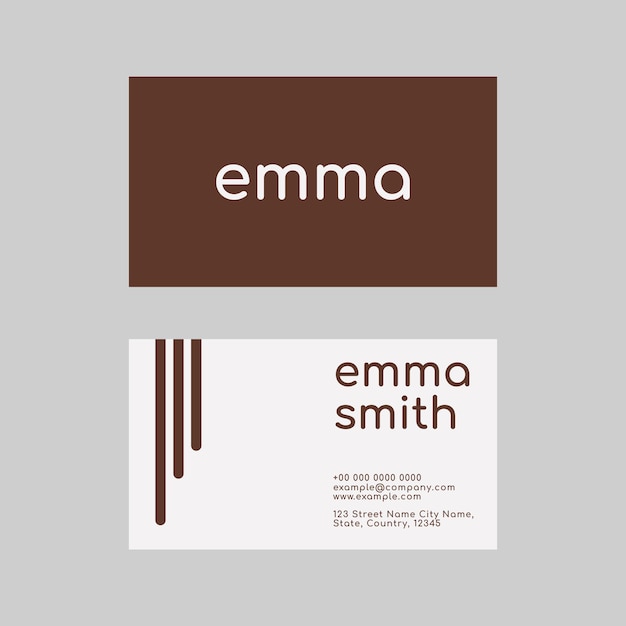 Business Card Template PSD in Brown Tone Flatlay