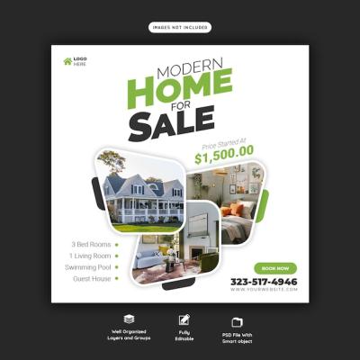 Real Estate House Property Instagram Post or Social Media Banner Template