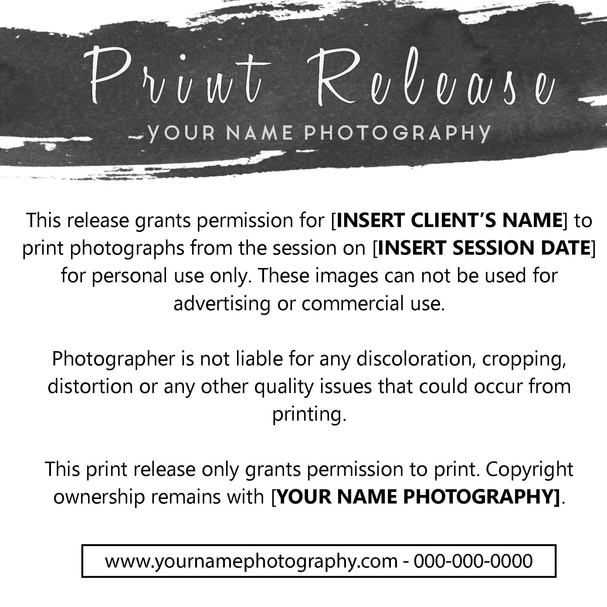 Print Release Photography Template