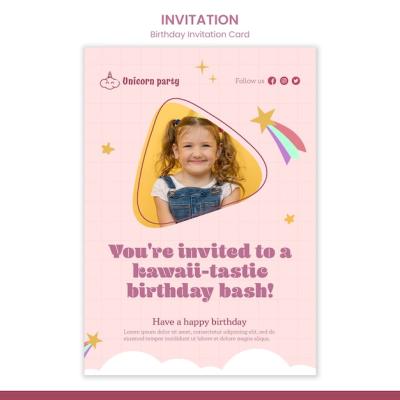 Flat Design Birthday Celebration Invitation Template