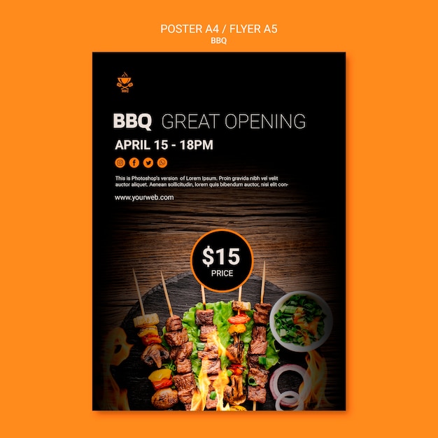 Poster Template with BBQ – Free Download