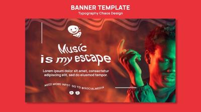 Banner Template for Music with Man and Fog